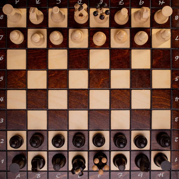 Les Échecs Sur Échiquier Avant Match — Photo