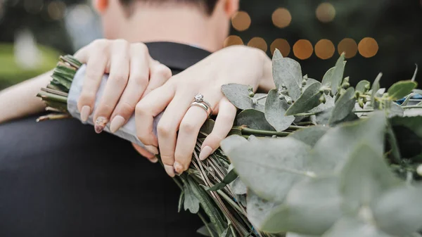 Wedding Rings Hand Groom — Fotografia de Stock