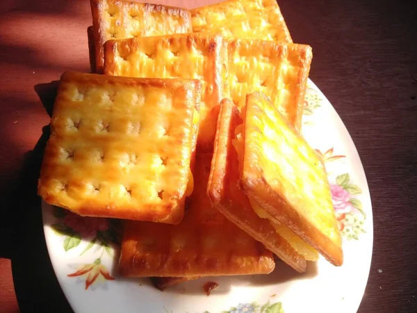 Snack Crackers Filled Fermented Cassava Made Mother — 스톡 사진