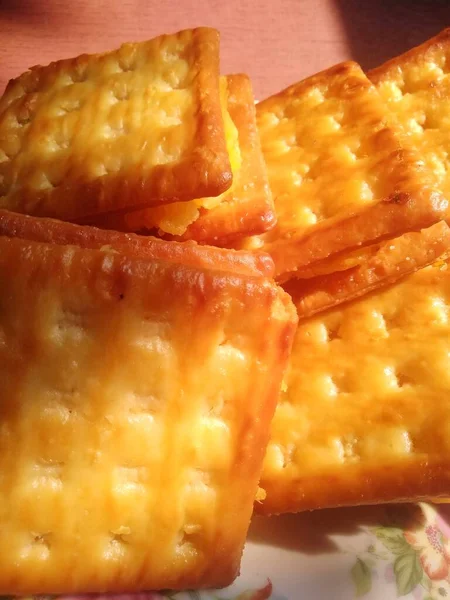 Snack Crackers Filled Fermented Cassava Made Mother — Φωτογραφία Αρχείου