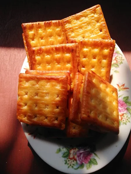 Snack Crackers Filled Fermented Cassava Made Mother — Fotografia de Stock