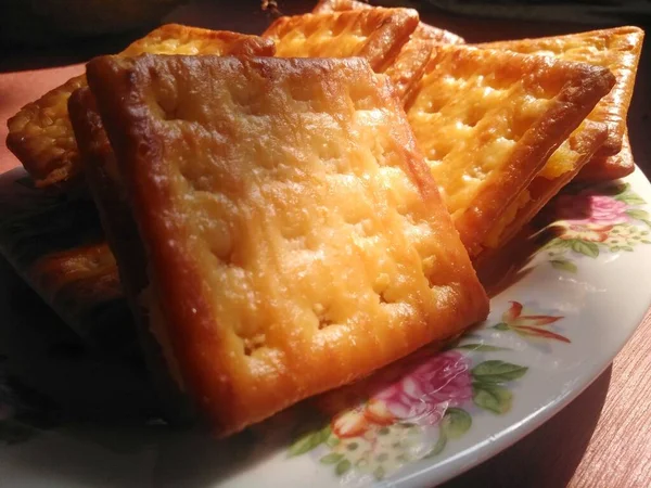 Snack Crackers Filled Fermented Cassava Made Mother — Fotografia de Stock