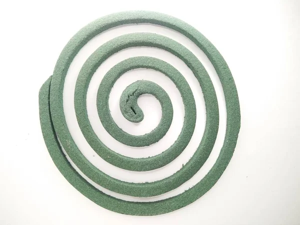 Green Mosquito Coil Form Spiral Isolated White Background Close — Stockfoto