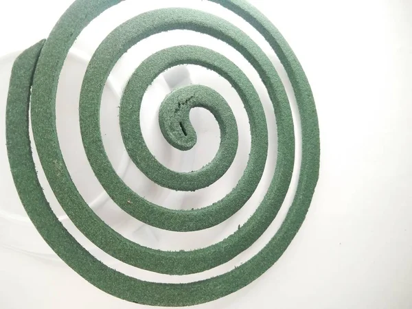 Green Mosquito Coil Form Spiral Isolated White Background Close — ストック写真