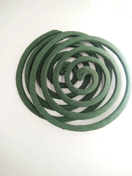 Green Mosquito Coil Form Spiral Isolated White Background Close — Stockfoto