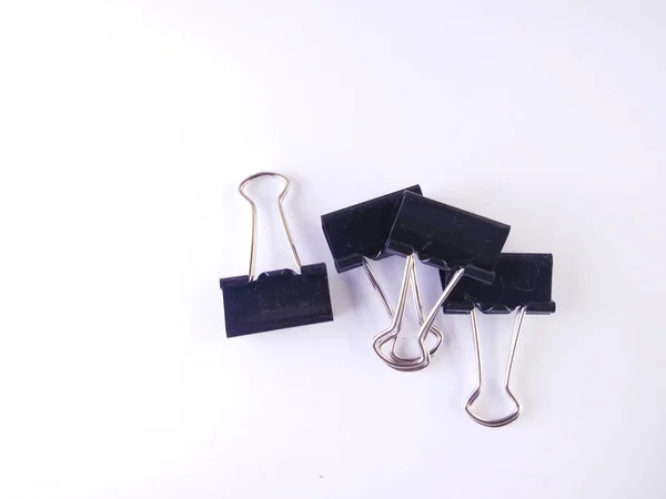 Office black paper clip isolated on white background.high angle view.