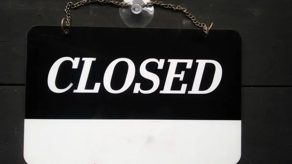 Closed Signboard Black White Color Symbol Means Shop Closed Hanging — Stock Photo, Image