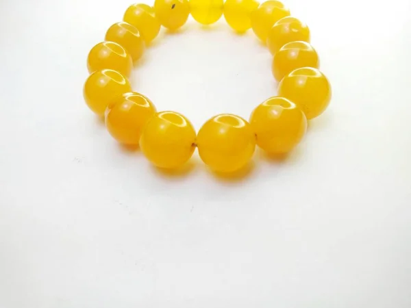 Marble Jewelry Bracelet Yellow Lucky Bracelet Isolated White Background Handmade — Stock Photo, Image