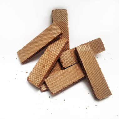 Beyaz arka planda izole edilmiş lezzetli çikolatalı gofretler. arkaplan, kapak, pankart, reklam ve daha fazlası için.