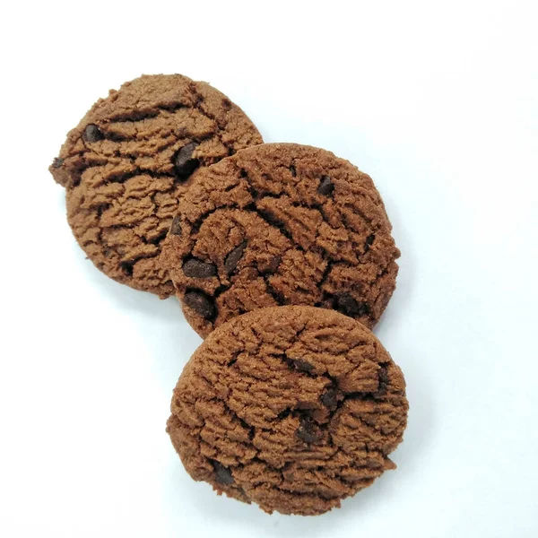 Collection Biscuits Aux Pépites Chocolat Isolés Sur Fond Blanc Pour — Photo