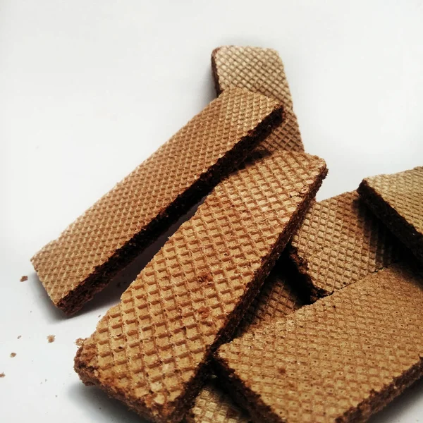Köstliche Schokoladenwaffeln Isoliert Auf Weißem Hintergrund Für Hintergründe Covers Banner — Stockfoto