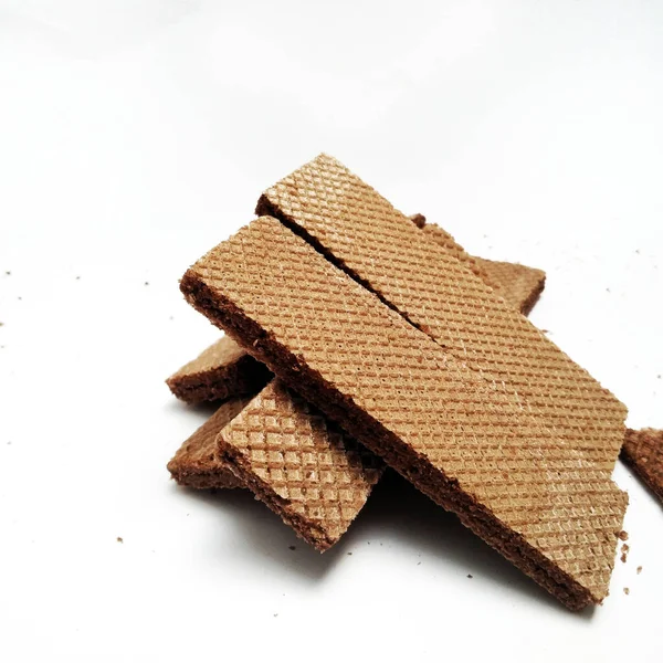 Köstliche Schokoladenwaffeln Isoliert Auf Weißem Hintergrund Für Hintergründe Covers Banner — Stockfoto