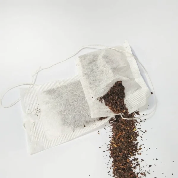 Чайные Пакетики Изолированные Белом Фоне Фон Обложка Баннер Реклама — стоковое фото