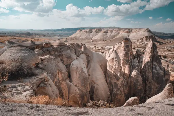 Goreme National Park Valley Landscape Panorama Cave Houses Rock Formations — Stock Photo, Image