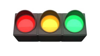 traffic light, green, red, yellow, orange, neon, isolated on white background
