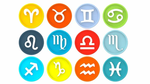 Zodiac Signs Symbols Astrological Horoscope Rendering — Zdjęcie stockowe