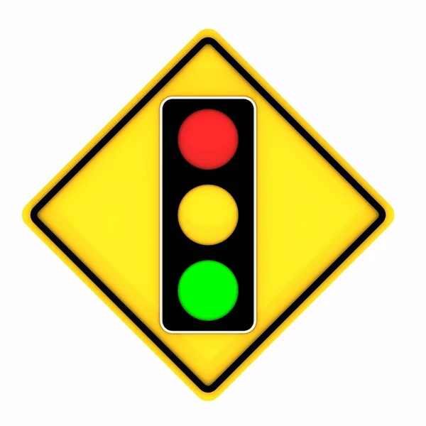 Traffic Light Road Sign Icon Isolated White Background Rendering — 图库照片