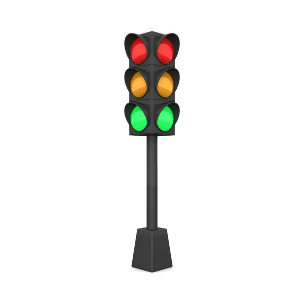 Traffic Light Road Sign Icon Isolated White Background Rendering — Stock fotografie