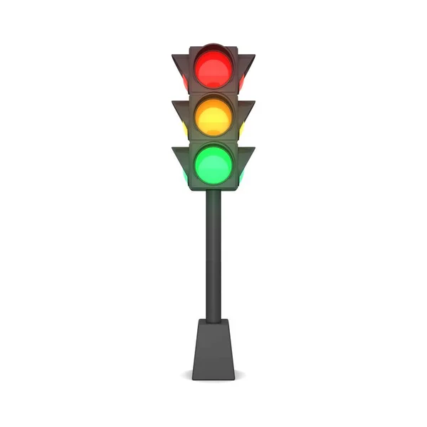 Traffic Light Road Sign Icon Isolated White Background Rendering — 스톡 사진