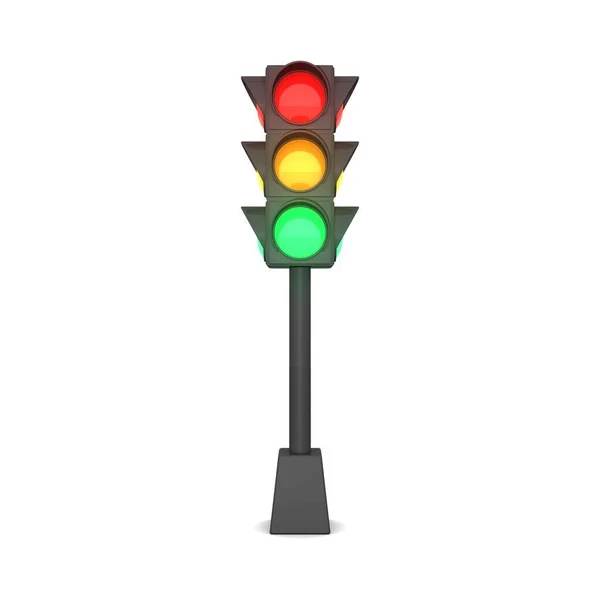 Traffic Light Road Sign Icon Isolated White Background Rendering — Stock fotografie