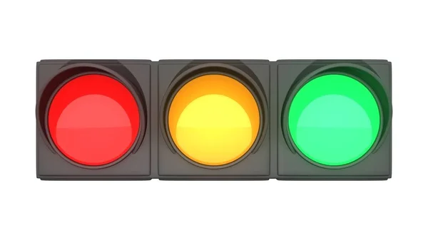 Traffic Light Road Sign Icon Isolated White Background Rendering — Stockfoto