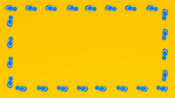 Blue Flip Flops Yellow Background Rendering — Foto Stock