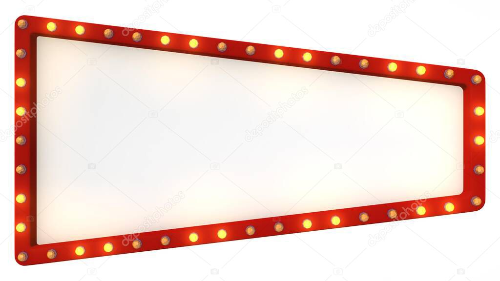 Frame and gold light polygon style on white background. 3d rendering