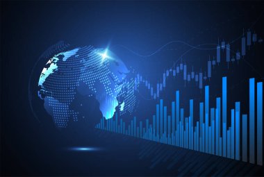 Business candle stick graph chart of stock market investment trading on white background design. Bullish point, Trend of graph. Vector illustration