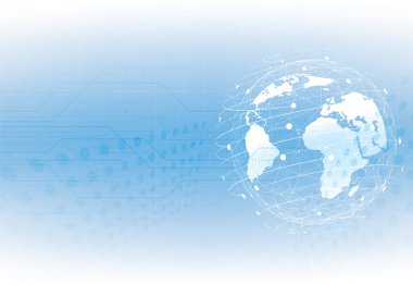 Genel ağ bağlantısı. Küresel iş dünyasının dünya haritası ve kompozisyon kavramı. Vektör İllüstrasyonu