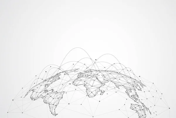 Глобальное Сетевое Соединение Концепция Мировой Карты Точек Линий Глобального Бизнеса — стоковый вектор
