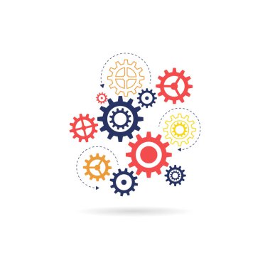 Gears wheels over white background. teamwork creative concept. colorful design. Vector illustration