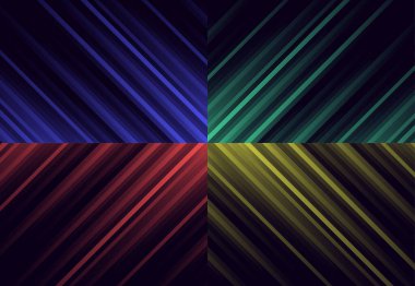 Set of abstract gradient stripe on dark blue background. Vector illustration 