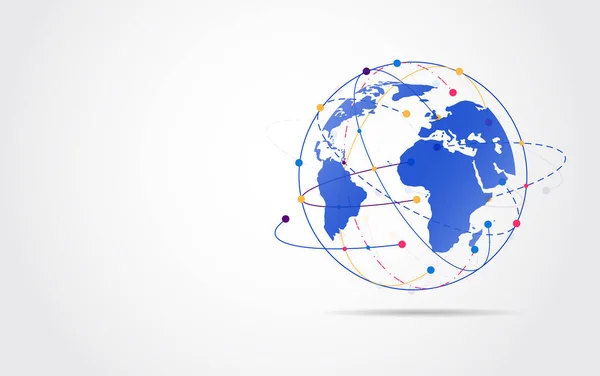 Глобальне Мережеве Єднання Світова Карта Концепція Точкового Лінійного Складу Глобального — стоковий вектор