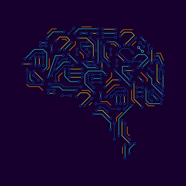 Brain Circuit Board Artificial Intelligent Creative Concept Vector Background — Archivo Imágenes Vectoriales