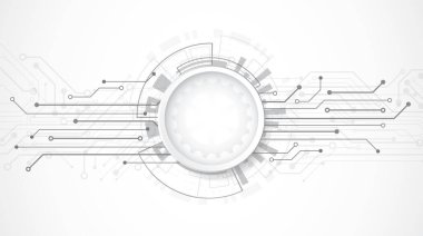 Teknoloji nokta ve çizgi devre kartı desenli soyut 3D tasarım arka planı. Modern mühendislik, fütüristik, bilim iletişimi kavramı. Vektör illüstrasyonu