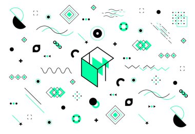 Minimal graphic design cover template with geometric shapes and lines. Colorful geometric background. Vector illustration