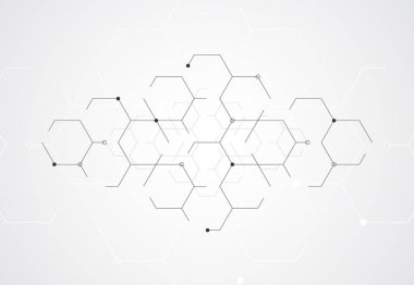 Abstract digital background with technology lines connect on white background. Communication and engineering concept. Vector illustration