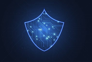 Cybersecurity shield and information or network protection. Online Data technology web services for business project. Vector Illustration