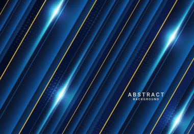 Modern dark luxury blue paper background with 3d layered line triangle texture for website, business card design. Vector illustration