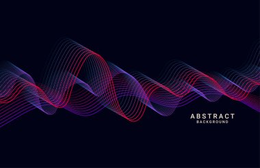 Konsept iş sunumu, Broşür, Flyer, Science, Technology 'deki elementler için siyah arkaplan üzerine soyut renkli dalga çizgileri. Vektör illüstrasyonu