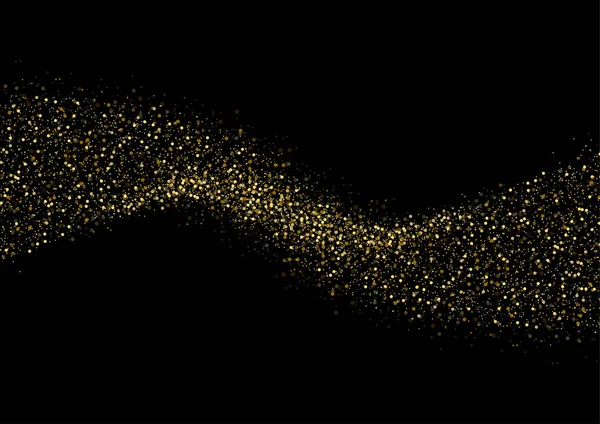 Gold Glitter Texture Isolated Black Background Particles Color Celebratory Golden — Archivo Imágenes Vectoriales