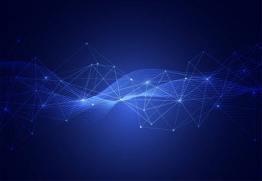 Abstract connecting dots and lines with geometric background. Modern technology connection science, Polygonal structure background. Vector illustration