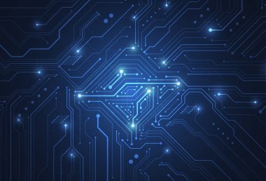 Abstract digital background with technology circuit board texture. Electronic motherboard illustration. Communication and engineering concept. Vector illustration