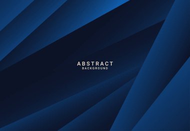 Modern dark luxury blue paper background with 3d layered line triangle texture for website, business card design. Vector illustration