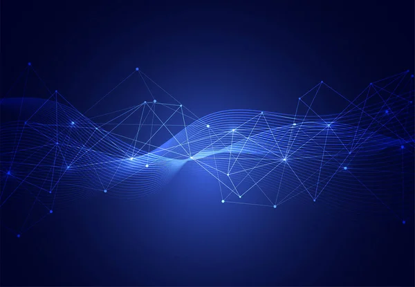 Abstract connecting dots and lines with geometric background. Modern technology connection science, Polygonal structure background. Vector illustration