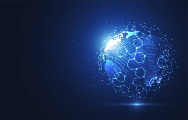 Genel ağ bağlantısı. Küresel iş dünyasının dünya haritası ve kompozisyon kavramı. Vektör İllüstrasyonu