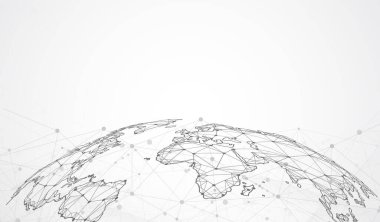 Genel ağ bağlantısı. Küresel iş dünyasının dünya haritası ve kompozisyon kavramı. Vektör İllüstrasyonu