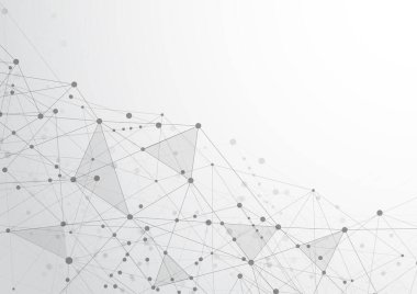 Noktaları ve çizgileri birleştiren soyut bir bağlantı. Bağlantı bilimi geçmişi. Vektör illüstrasyonu