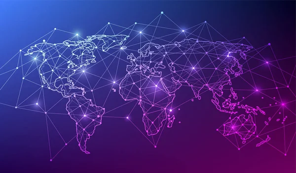 Conexão Rede Global World Map Point Line Composition Concept Global — Vetor de Stock