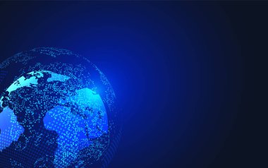 Genel ağ bağlantısı. Küresel iş dünyasının dünya haritası ve kompozisyon kavramı. Vektör İllüstrasyonu